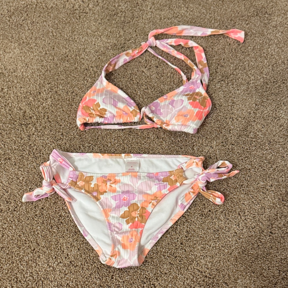 Xhilaration Pink and Orange Floral Kids Bikini